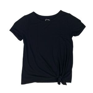 Girls’ Art Class Tie Front Short Sleeve Rayon Top Size Medium (7/8) Black